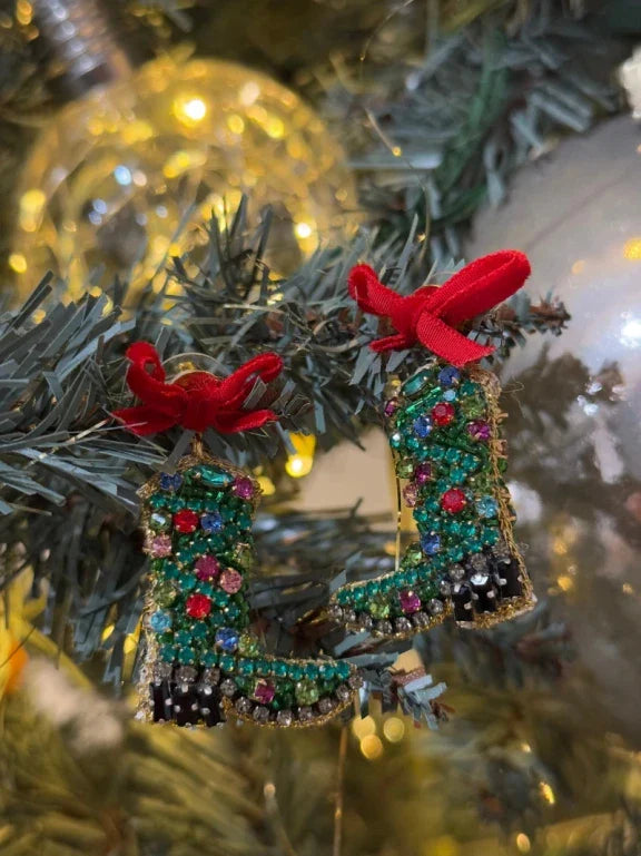 Trim The Tree Boot Earrings